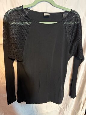 Champion Black Long-Sleeve athletic Top with Mesh Shoulders